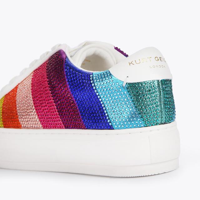 Carvela By Kurt Geiger LANEY STRIPE CRYSTAL Rainbow Stripe Crystal Lace Up Sneakers By KURT GEIGER LONDON