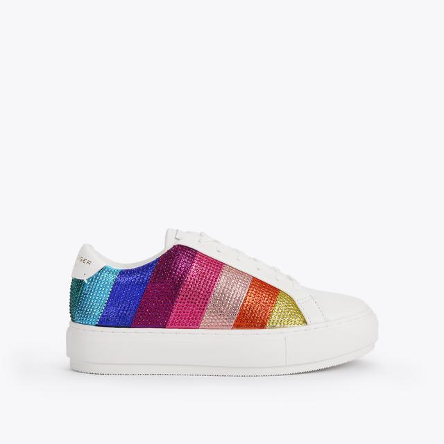 carvela by kurt geiger LANEY STRIPE CRYSTAL Rainbow Stripe Crystal Lace Up Sneakers by KURT GEIGER LONDON