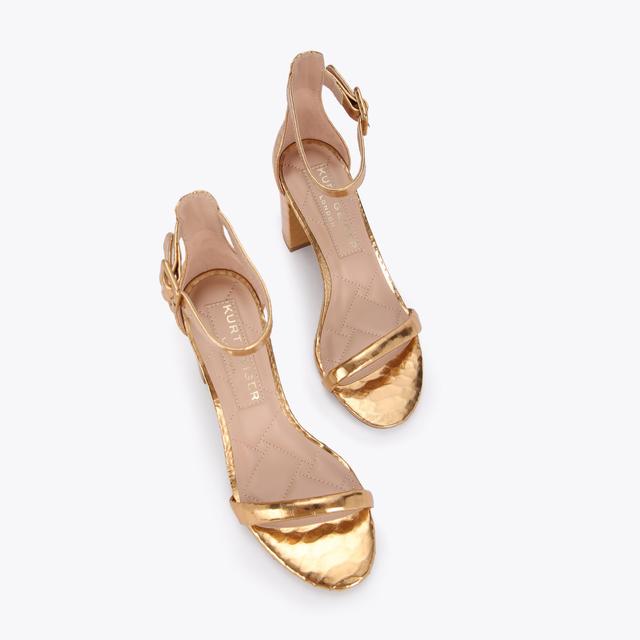 Carvela By Kurt Geiger LANGLEY Gold Leather Snake Print Heel Sandals By KURT GEIGER LONDON