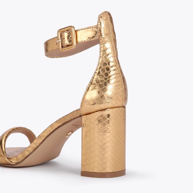 Carvela By Kurt Geiger LANGLEY Gold Leather Snake Print Heel Sandals By KURT GEIGER LONDON