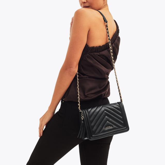 Carvela By Kurt Geiger LARA TASSEL FLAPOVER Black Quilted Cross Body Bag By CARVELA
