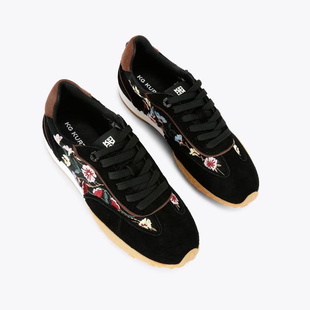 Carvela By Kurt Geiger LAVENDER Black Floral Trainers By KG KURT GEIGER