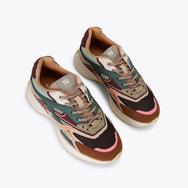 Carvela By Kurt Geiger LAVISH Green Lace Up Sneaker By KG KURT GEIGER