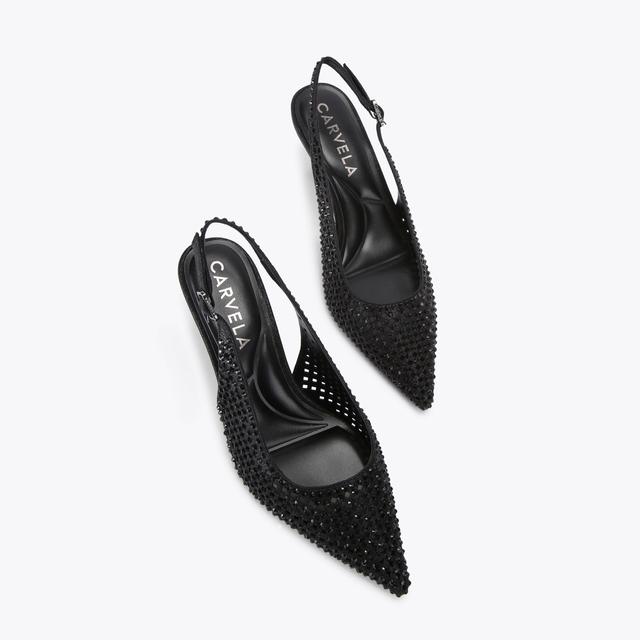 Carvela By Kurt Geiger LAZER SLING Black Cut Out Slingback Heel By CARVELA