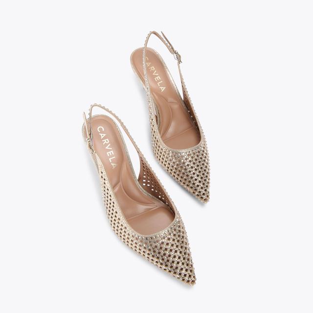 Carvela By Kurt Geiger LAZER SLING Gold Laser Cut Slingback Heel By CARVELA
