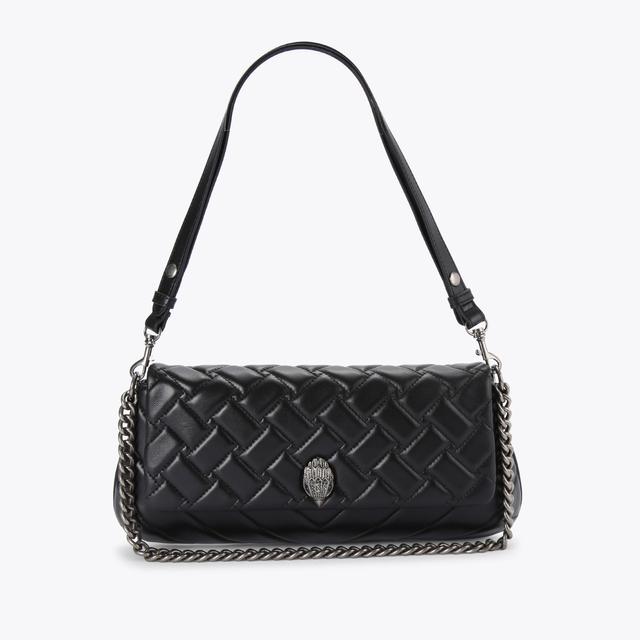carvela by kurt geiger LEATHER LONG KENSINGTON Black Leather Shoulder Bag by KURT GEIGER LONDON