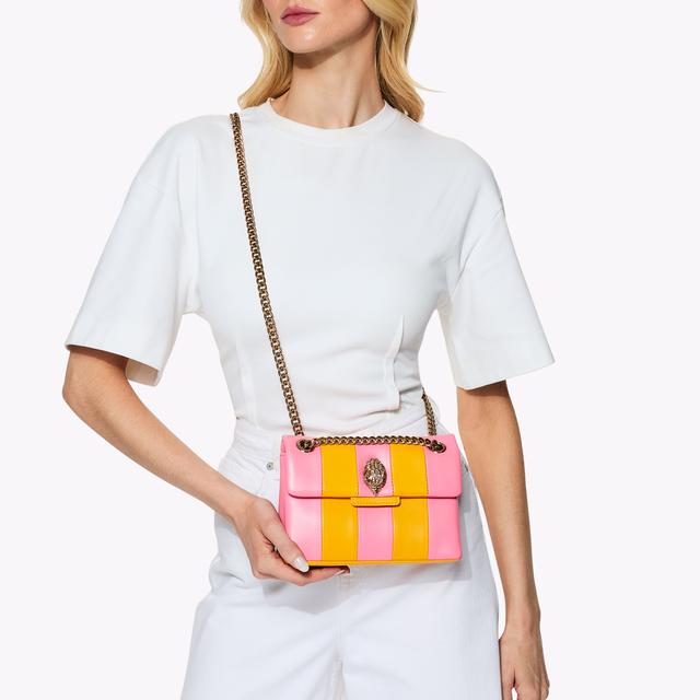 Carvela By Kurt Geiger LEATHER MINI KENSINGTON L Orange Pink Striped Leather Mini Bag By KURT GEIGER LONDON