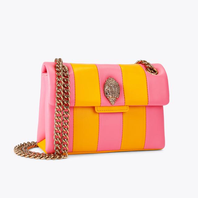 Carvela By Kurt Geiger LEATHER MINI KENSINGTON L Orange Pink Striped Leather Mini Bag By KURT GEIGER LONDON