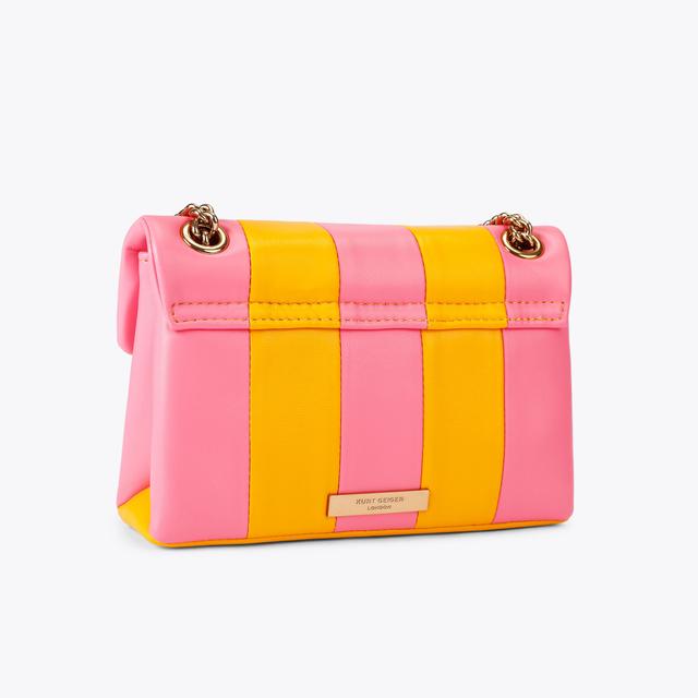 Carvela By Kurt Geiger LEATHER MINI KENSINGTON L Orange Pink Striped Leather Mini Bag By KURT GEIGER LONDON