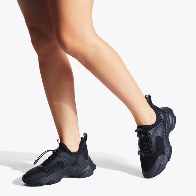 Carvela By Kurt Geiger LEIGHTON Black Rubber Lace Up Toggle Sneakers By KG KURT GEIGER