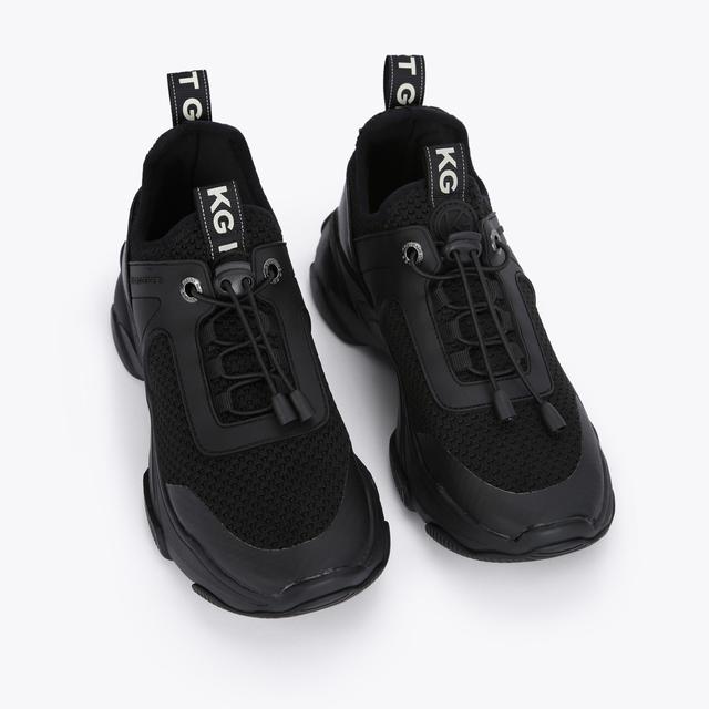 Carvela By Kurt Geiger LEIGHTON Black Rubber Lace Up Toggle Sneakers By KG KURT GEIGER
