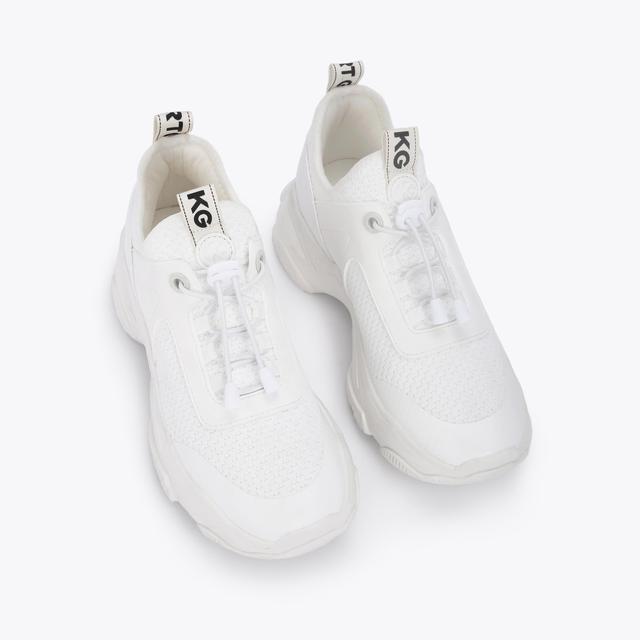 Carvela By Kurt Geiger LEIGHTON White Toggle Tie Vegan Sneakers By KG KURT GEIGER