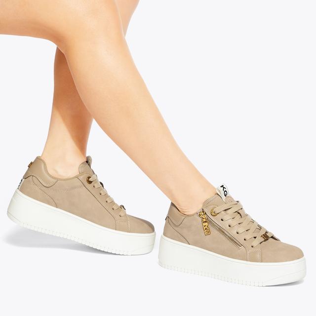 Carvela By Kurt Geiger LESLIE SIDE ZIP Camel Zip Sneaker By KG KURT GEIGER