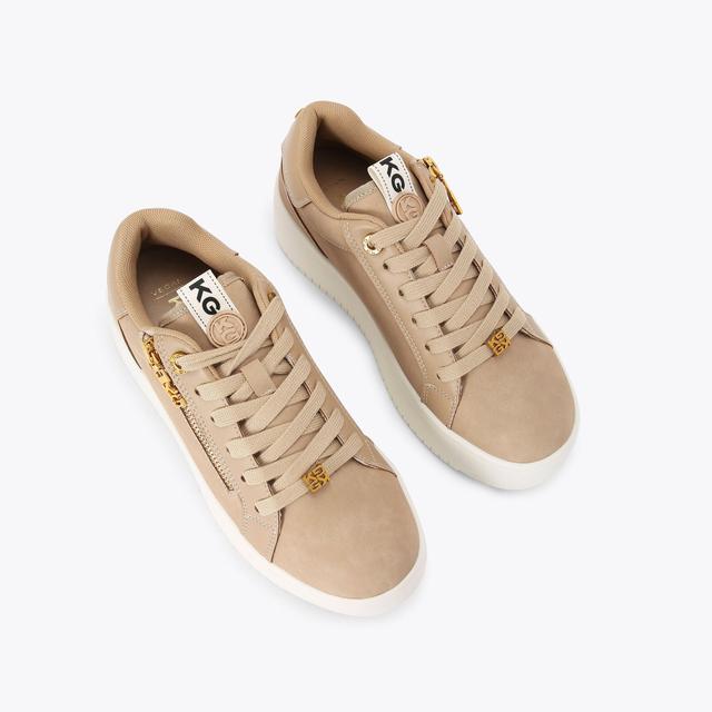 Carvela By Kurt Geiger LESLIE SIDE ZIP Camel Zip Sneaker By KG KURT GEIGER