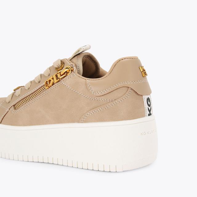 Carvela By Kurt Geiger LESLIE SIDE ZIP Camel Zip Sneaker By KG KURT GEIGER