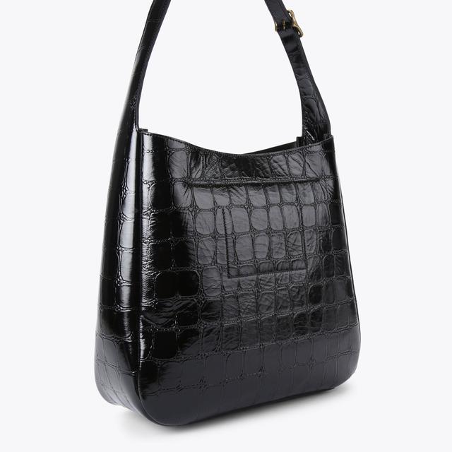 Carvela By Kurt Geiger LG BOND HOBO Black Croc Print Hobo Bag By KURT GEIGER LONDON