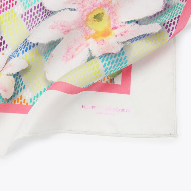 Carvela By Kurt Geiger LG SQUARE SCARF Monogram Flower Silk Scarf By KURT GEIGER LONDON