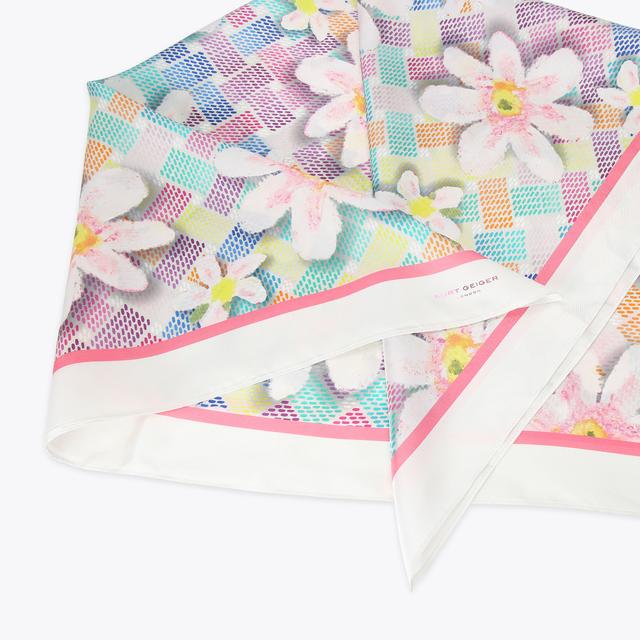Carvela By Kurt Geiger LG SQUARE SCARF Monogram Flower Silk Scarf By KURT GEIGER LONDON