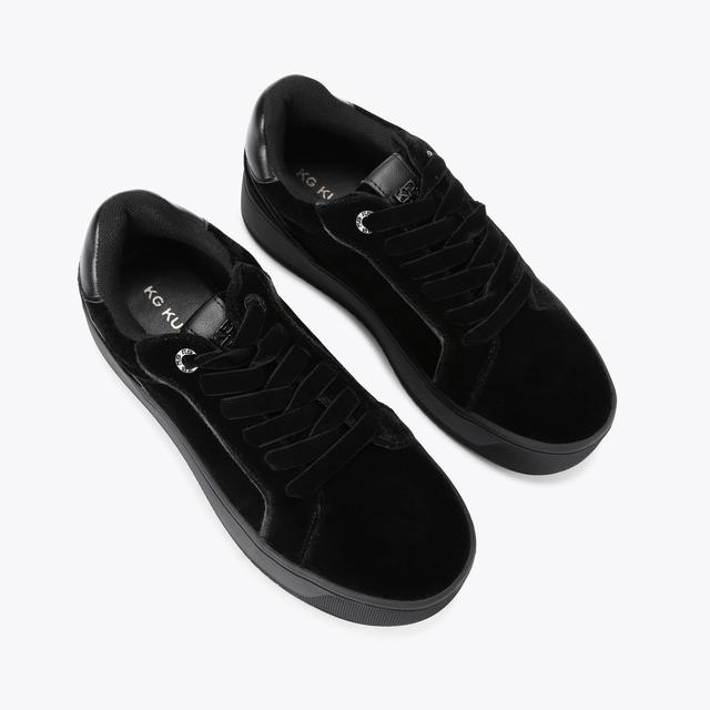 Carvela By Kurt Geiger LIGHTER VELVET Velvet Lace Up Sneaker By KG KURT GEIGER