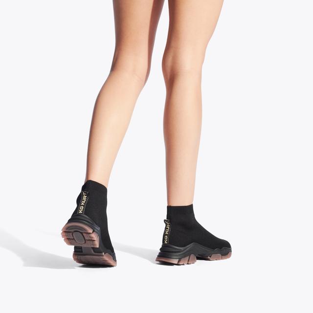 Carvela By Kurt Geiger LIMITLESS KNIT HI TOP Black High Top Knitted Sneakers By KG KURT GEIGER