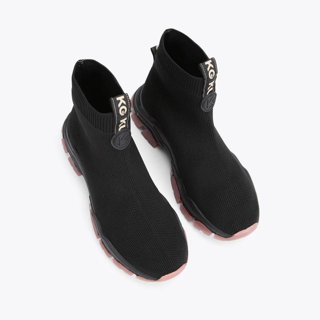 Carvela By Kurt Geiger LIMITLESS KNIT HI TOP Black High Top Knitted Sneakers By KG KURT GEIGER