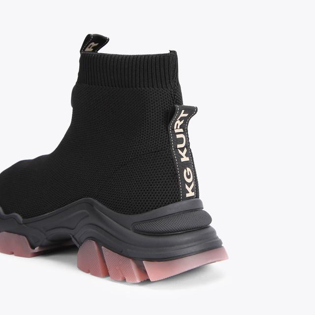 Carvela By Kurt Geiger LIMITLESS KNIT HI TOP Black High Top Knitted Sneakers By KG KURT GEIGER
