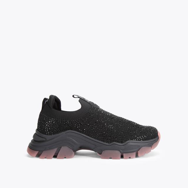 carvela by kurt geiger LIMITLESS KNIT LOW BLING Black Crystal Low Top Knitted Sneakers by KG KURT GEIGER