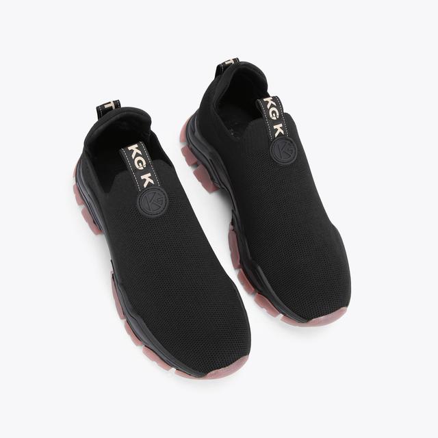 Carvela By Kurt Geiger LIMITLESS KNIT LOW TOP Black Knitted Sneakers By KG KURT GEIGER