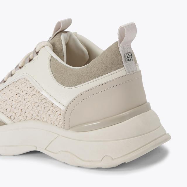 Carvela By Kurt Geiger LINK Cream Knitted Lace Up Sneaker By KG KURT GEIGER