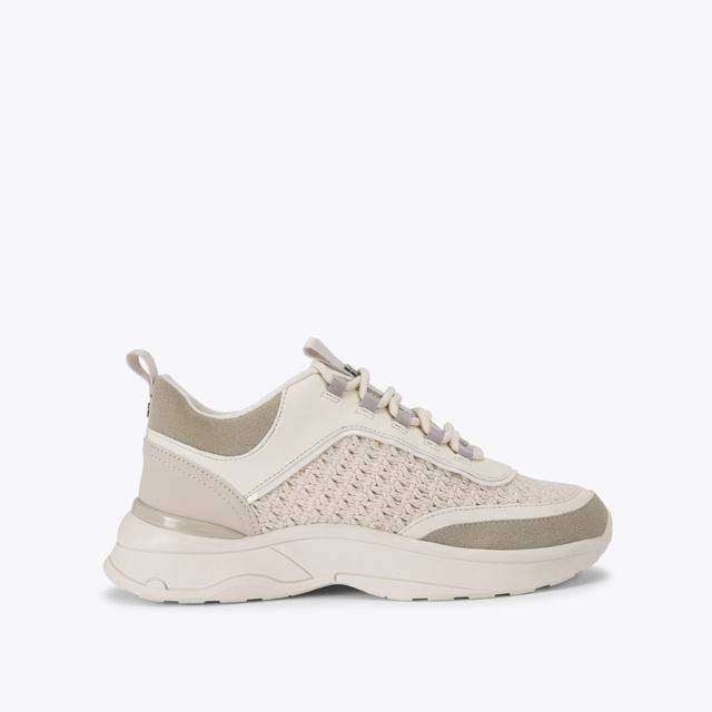 carvela by kurt geiger LINK Cream Knitted Lace Up Sneaker by KG KURT GEIGER