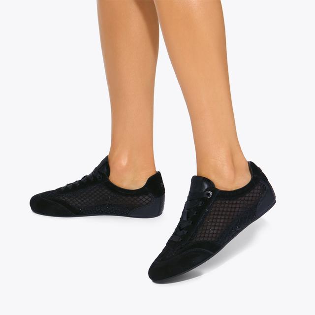 Carvela By Kurt Geiger LISTEN Black Mesh Suede Sneakers By KG KURT GEIGER