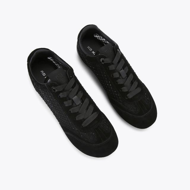 Carvela By Kurt Geiger LISTEN Black Mesh Suede Sneakers By KG KURT GEIGER