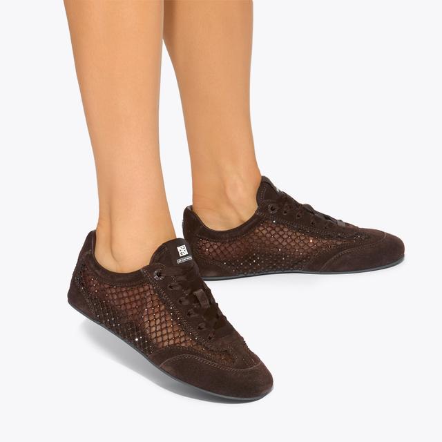 Carvela By Kurt Geiger LISTEN Brown Suede Crystal Sneaker By KG KURT GEIGER