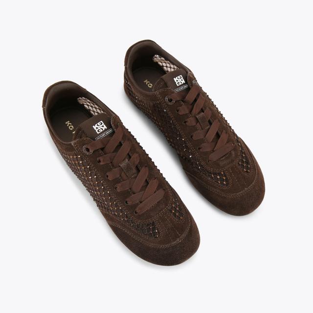 Carvela By Kurt Geiger LISTEN Brown Suede Crystal Sneaker By KG KURT GEIGER
