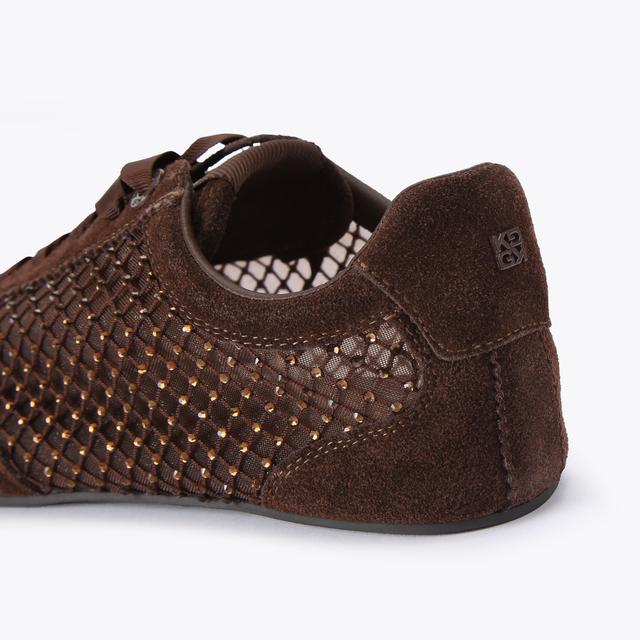 Carvela By Kurt Geiger LISTEN Brown Suede Crystal Sneaker By KG KURT GEIGER