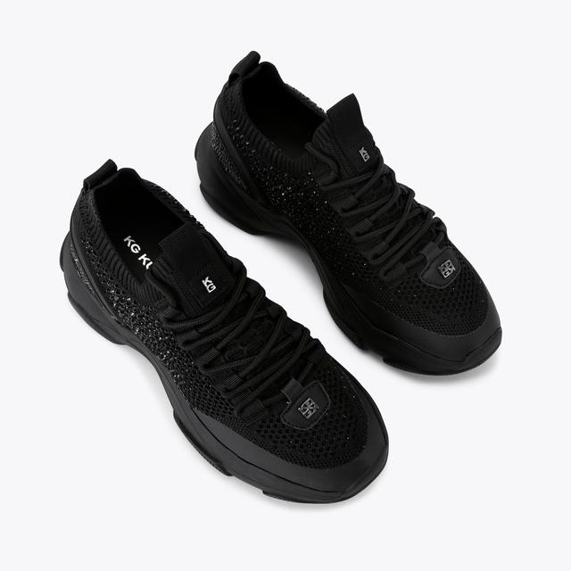 Carvela By Kurt Geiger LIVELY GEM Black Crystal Sneaker By KG KURT GEIGER