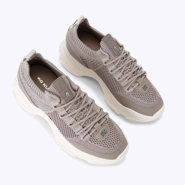 Carvela By Kurt Geiger LIVELY Taupe Knitted Sneaker By KG KURT GEIGER