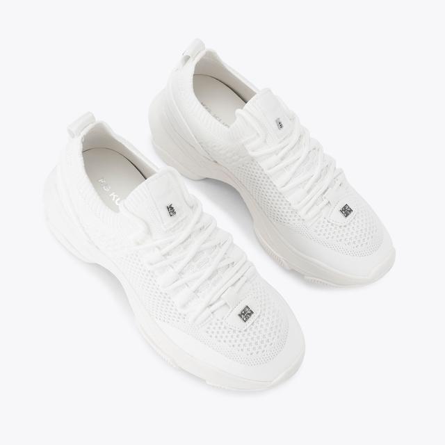 Carvela By Kurt Geiger LIVELY White Knitted Sneaker By KG KURT GEIGER