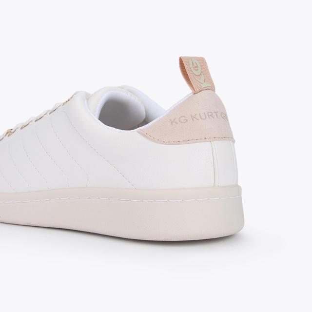 Carvela By Kurt Geiger LIZA QUILT White Vegan Quilted Lace Up Sneakers By KG KURT GEIGER