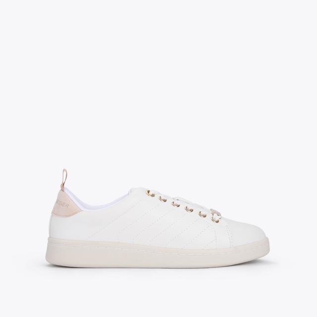 carvela by kurt geiger LIZA QUILT White Vegan Quilted Lace Up Sneakers by KG KURT GEIGER