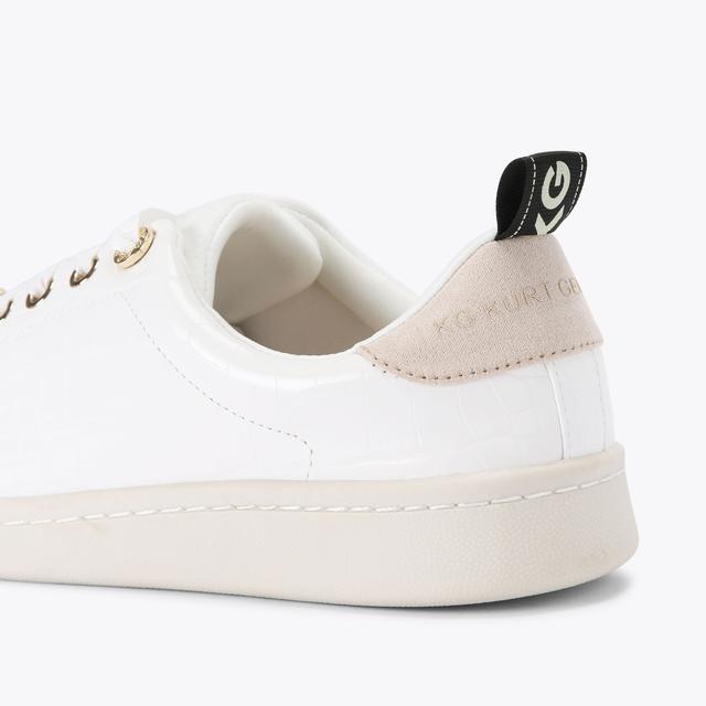 Carvela By Kurt Geiger LIZA2 Silver Vegan Croc Embellished Lace Up Sneakers By KG KURT GEIGER