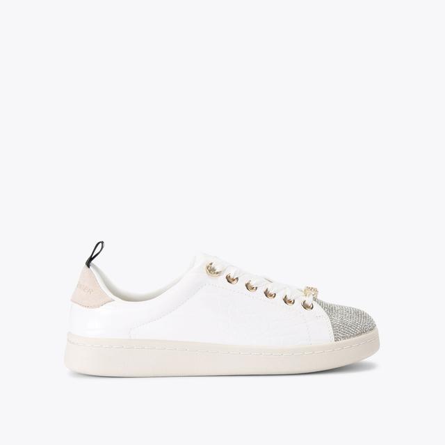carvela by kurt geiger LIZA2 Silver Vegan Croc Embellished Lace Up Sneakers by KG KURT GEIGER