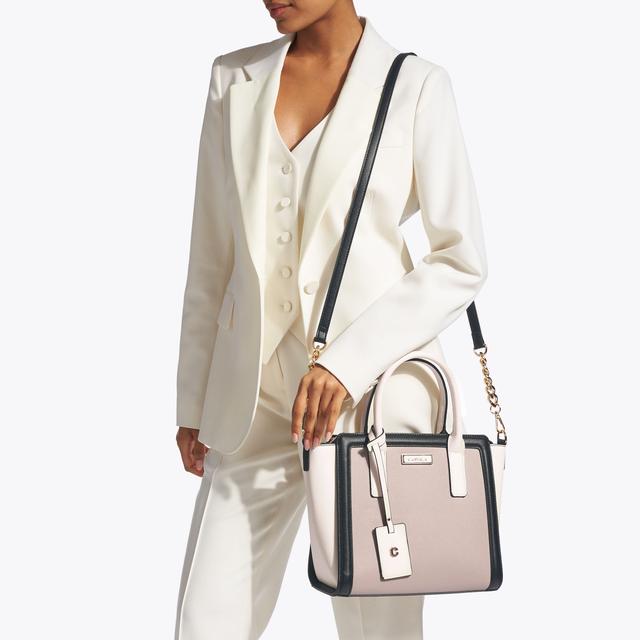 Carvela By Kurt Geiger LOTTIE MIDI TOTE White And Beige Midi Tote Bag By CARVELA