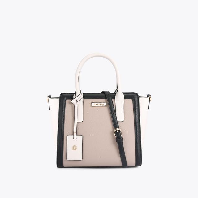 carvela by kurt geiger LOTTIE MIDI TOTE white and beige midi tote bag by CARVELA
