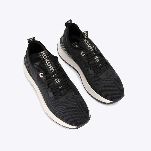 Carvela By Kurt Geiger LOUISA KNIT Black Fabric Trainers By KG KURT GEIGER