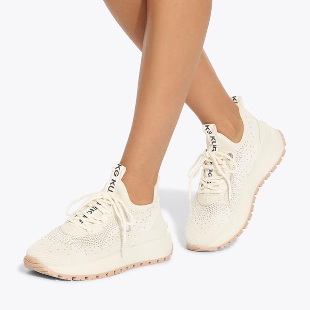 Carvela By Kurt Geiger LOUISA KNIT GEM Bone Fabric Sneaker By KG KURT GEIGER