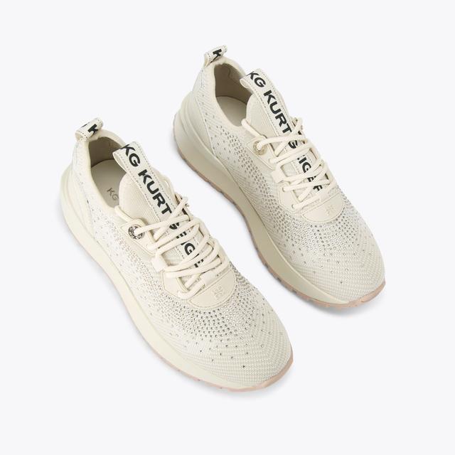 Carvela By Kurt Geiger LOUISA KNIT GEM Bone Fabric Sneaker By KG KURT GEIGER