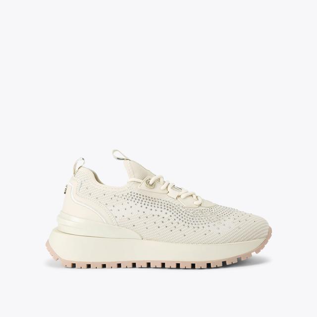carvela by kurt geiger LOUISA KNIT GEM Bone Fabric Sneaker by KG KURT GEIGER
