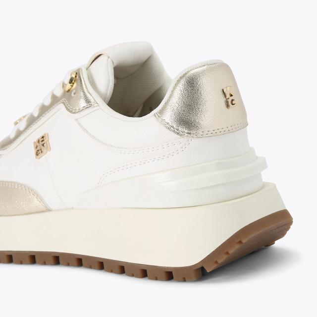 Carvela By Kurt Geiger LOUISA2 Metallic Gold White Sneaker By KG KURT GEIGER