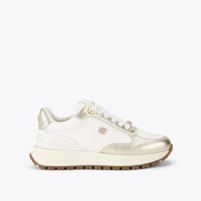 carvela by kurt geiger LOUISA2 Metallic Gold White Sneaker by KG KURT GEIGER